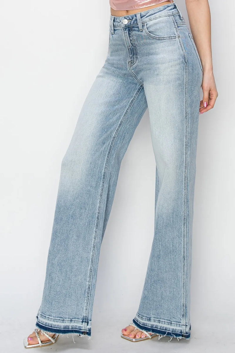 Risen Full Size High Rise Wide Leg Jeans - Brittney MADE