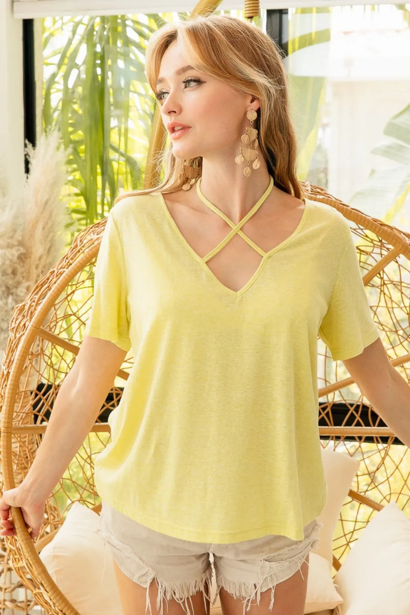 BiBi Tied Detail Short Sleeve T-Shirt - Brittney MADE