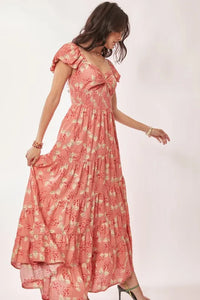 Davi & Dani Lightweight Sweetheart Neck Textured Tiered Maxi Dress - Brittney MADE