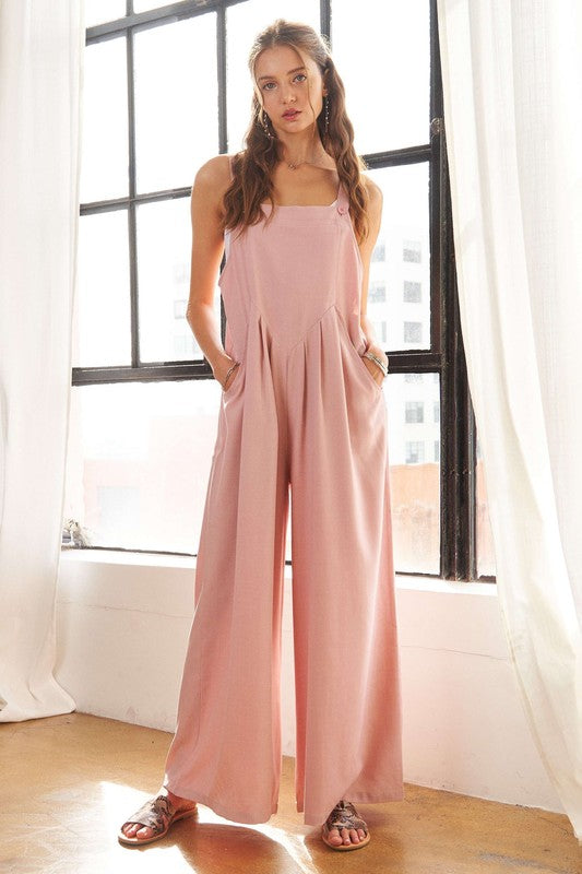 ADORA Square Neck Wide Leg Overalls with Pockets - Brittney MADE
