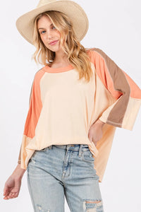 SAGE + FIG Color Block Curved Hem T-Shirt - Brittney MADE