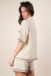 VERY J Crinkled Woven Shirt Top & Shorts Set - Brittney MADE