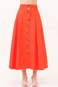 And The Why Button Front Pleated Midi Skirt - Brittney MADE
