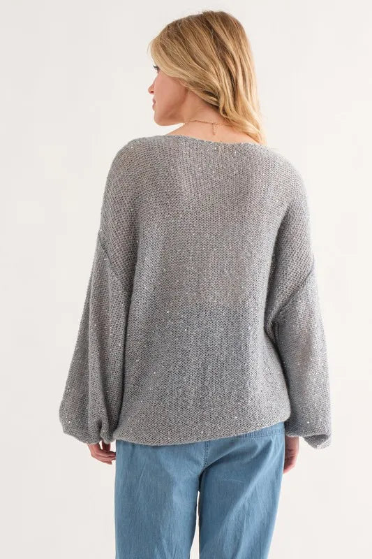 And The Why Sequined Light Weight Pullover Sweater - Brittney MADE