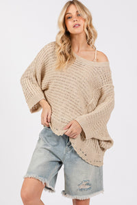 SAGE + FIG Distressed Asymmetrical Open Stitch Sweater - Brittney MADE
