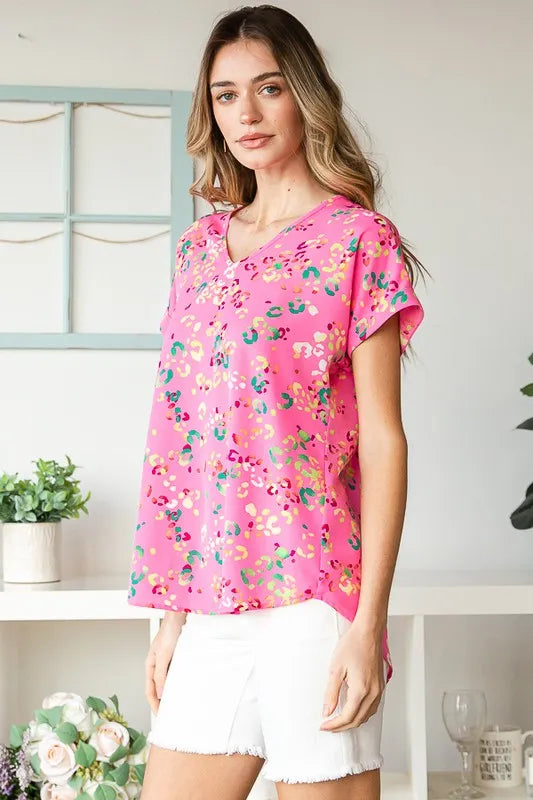 Heimish Full Size Animal print V-Neck Short Sleeve T-Shirt Plus Size - Brittney MADE