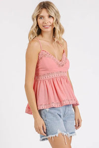 Mittoshop Crisscross Back Lace Detail V-Neck Cami - Brittney MADE