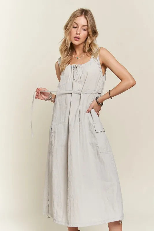 ADORA Drawstring Slit Back Cargo Dress - Brittney MADE