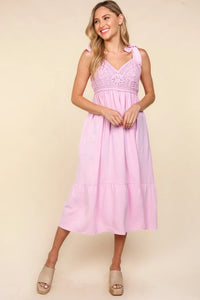 Haptics Crochet Lace Ruffle Hem Cami Midi Dress - Brittney MADE