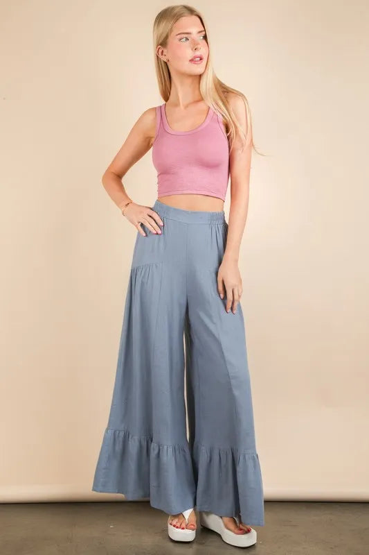 VERY J Palazzo Elastic Waist Comfy Pants - Brittney MADE