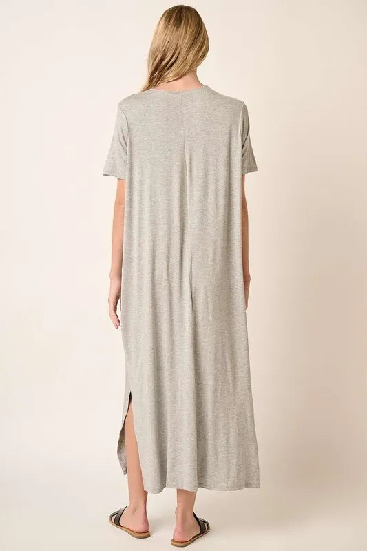Mittoshop Side Slit Round Neck Short Sleeve Dress - Brittney MADE