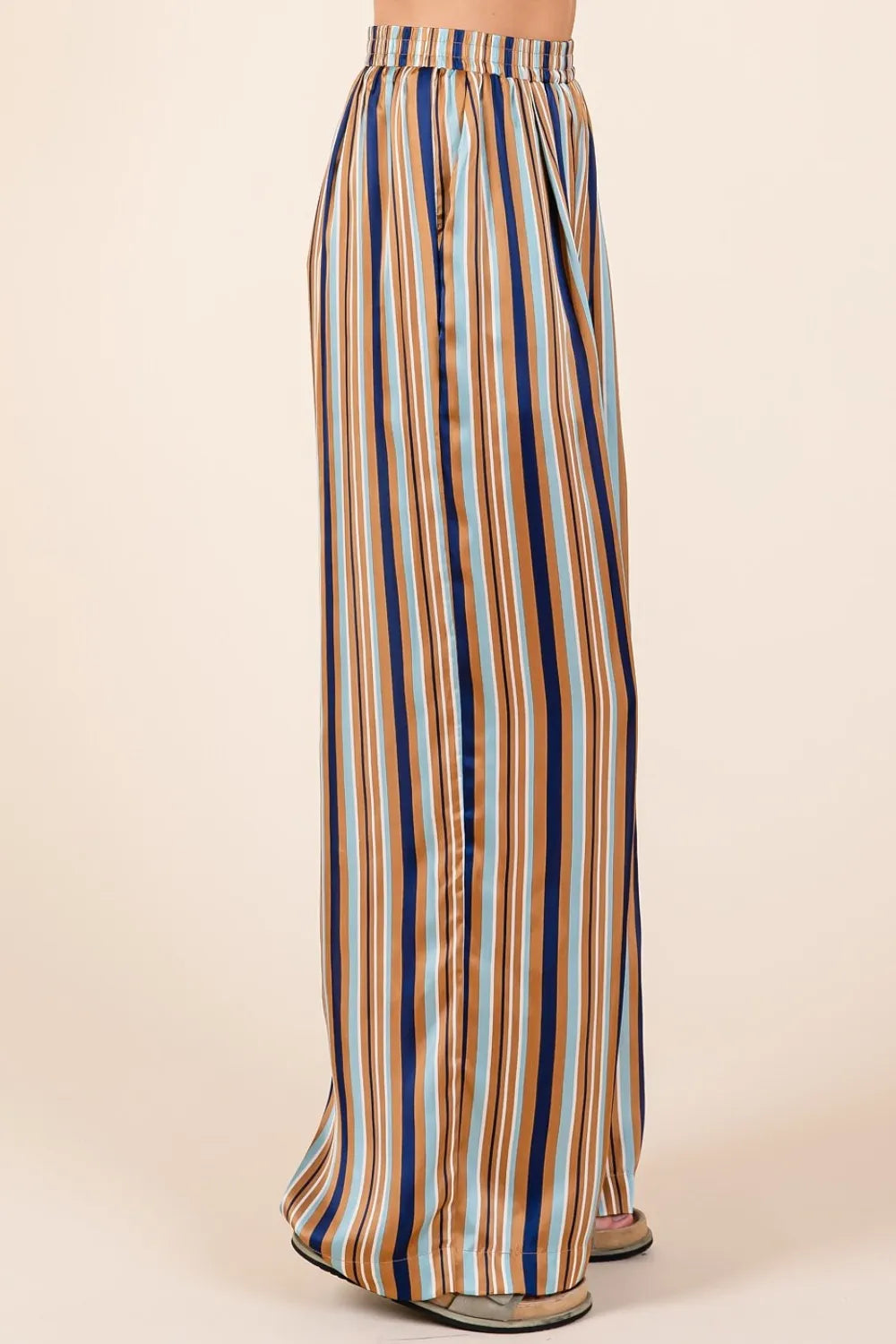 Mittoshop Striped Satin Elastic Waist Wide Leg Pants - Brittney MADE