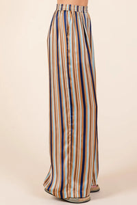 Mittoshop Striped Satin Elastic Waist Wide Leg Pants - Brittney MADE