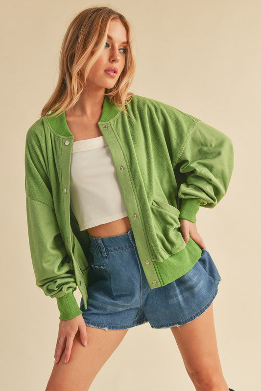 Aemi + Co Snap Down Drop Shoulder Brushed Jacket - Brittney MADE