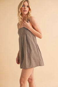 Aemi+Co Plaid Square Neck Romper - Brittney MADE