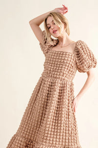 And The Why Full Size Square Neck Puff Sleeve Dress - Brittney MADE