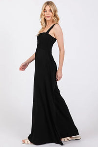 SAGE+FIG Smocked Flowy Wide Leg Jumpsuit - Brittney MADE