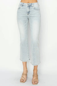 RISEN Full Size Mid Rise Cropped Flare Jeans - Brittney MADE