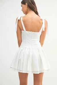 MABLE Shoulder Tie Corset Panel Mini Dress - Brittney MADE