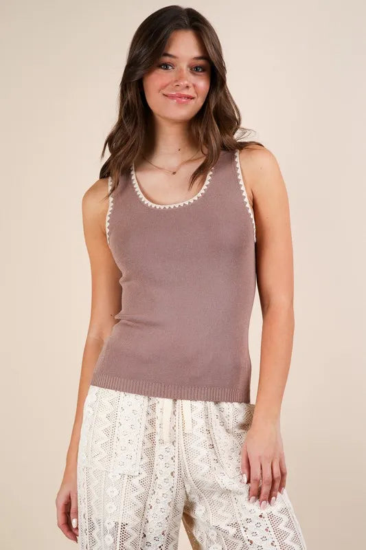 VERY J Blanket Style Sleeveless Knit Tank - Brittney MADE