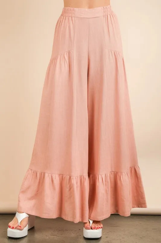 VERY J Palazzo Elastic Waist Comfy Pants - Brittney MADE