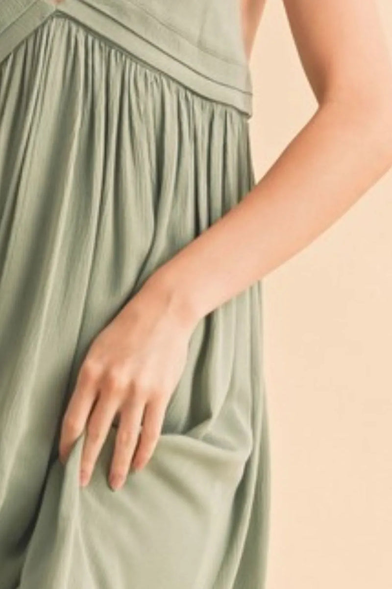 Aemi + Co Ruched Plunge Mini Cami Dress - Brittney MADE