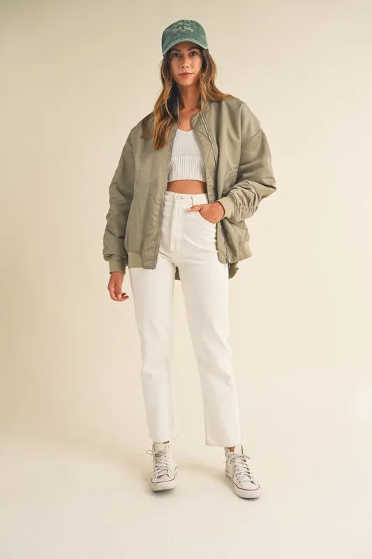 MABLE Back Ruched Utiltiy Bomber Jacket - Brittney MADE