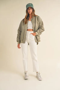 MABLE Back Ruched Utiltiy Bomber Jacket - Brittney MADE