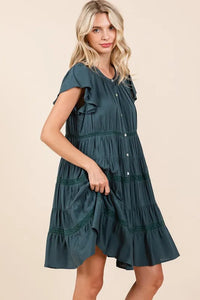 Mittoshop Lace Detail Ruffled Button Down Tiered Dress - Brittney MADE