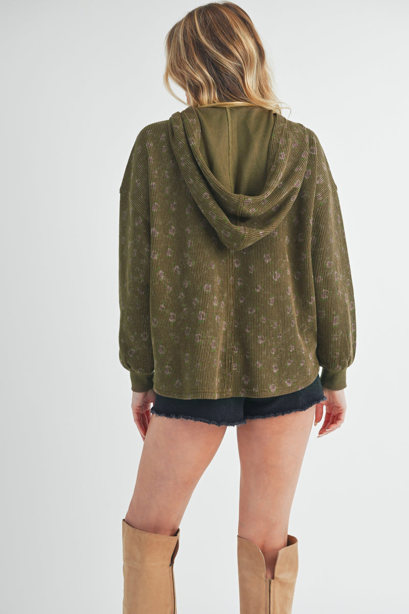 Aemi + Co Floral Button Up Hooded Jacket - Brittney MADE