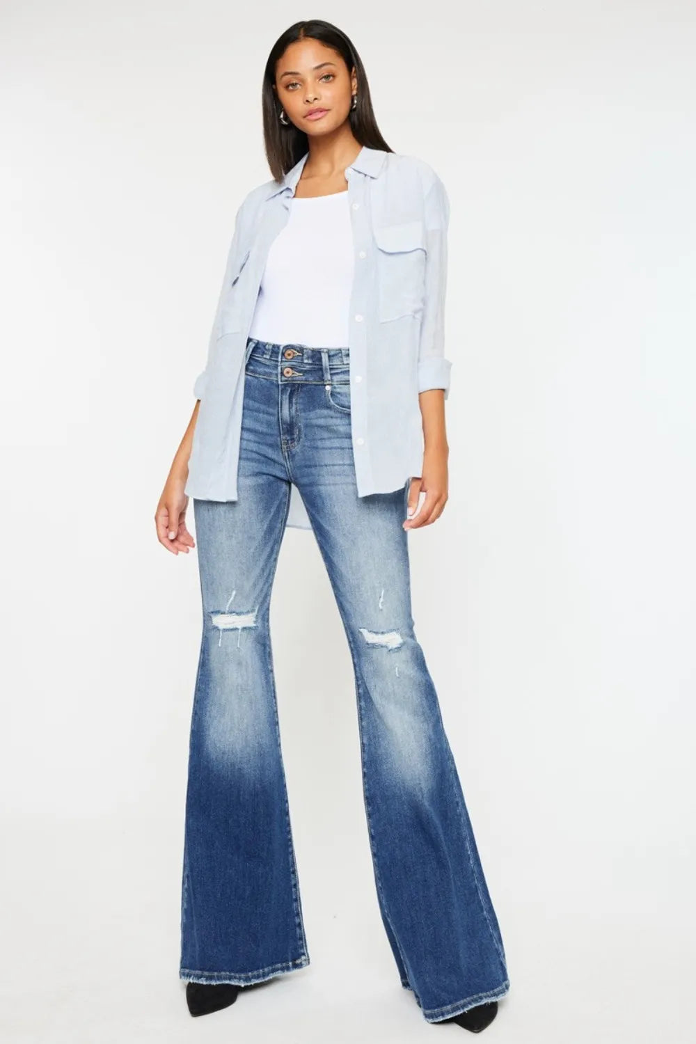 Kancan High Rise Wide Waistband Flare Jeans - Brittney MADE