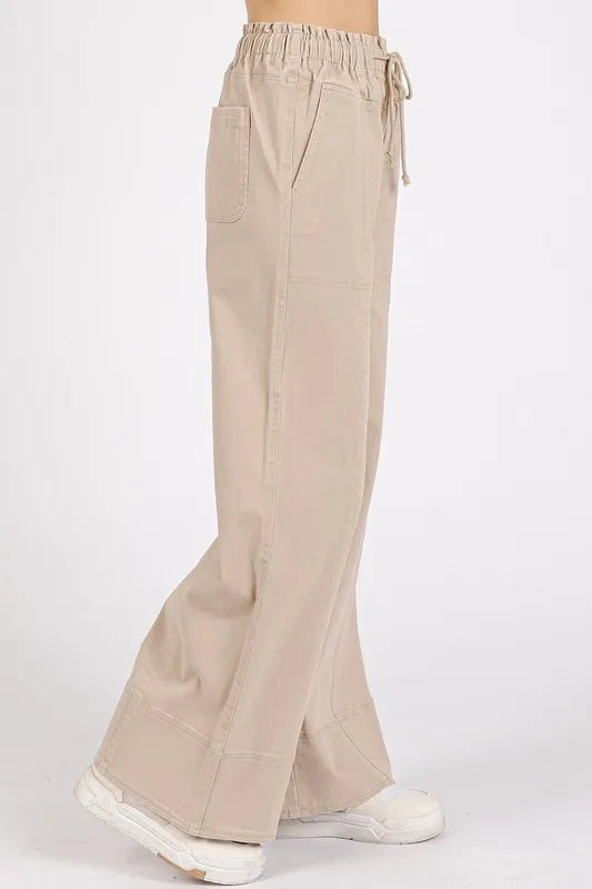 Mittoshop Mineral Wash Elastic Wide Leg Pants - Brittney MADE