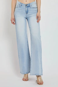 RISEN Full Size Wide Leg V Dipped Front Waist Jeans - Brittney MADE