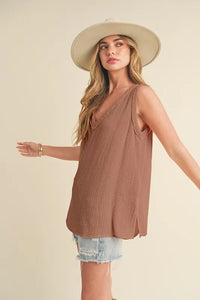 Aemi + Co V-Neck Wide Strap Tank - Brittney MADE