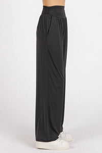 Mittoshop Stretch Banded Waist Wide Leg Pants with Pockets - Brittney MADE