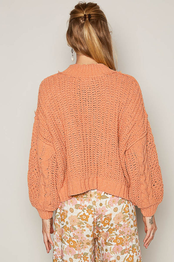 POL Mock Neck Cable Knit Sweater - Brittney MADE