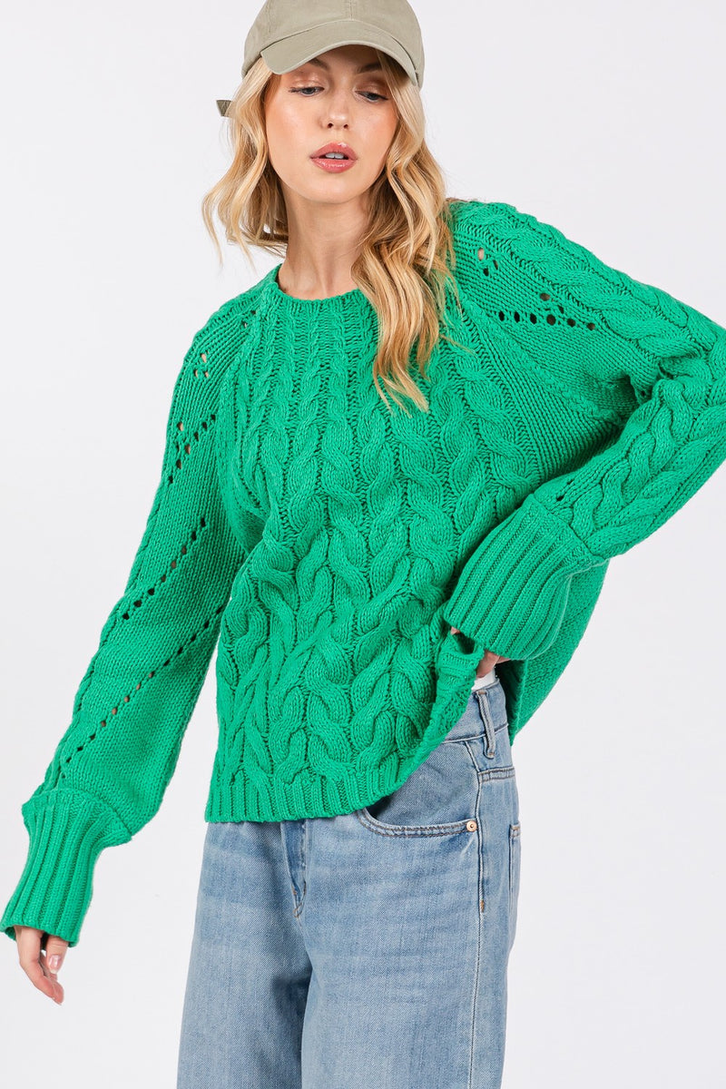 SAGE + FIG Cable-Knit Long Sleeve Sweater - Brittney MADE