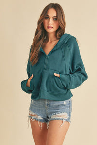 Aemi + Co Half Zip Raglan Sleeve Hoodie with Kangaroo Pocket - Brittney MADE