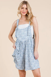 BOMBOM Floral Print Overalls with Pockets - Brittney MADE