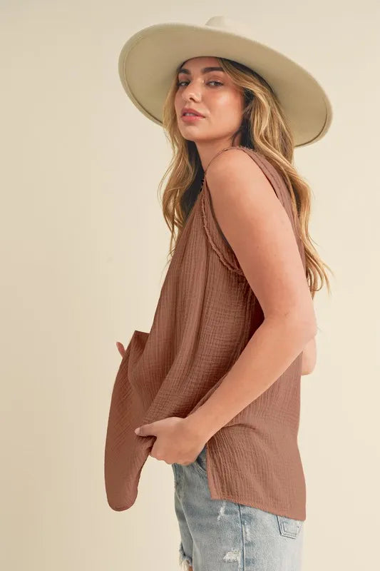 Aemi + Co V-Neck Wide Strap Tank - Brittney MADE