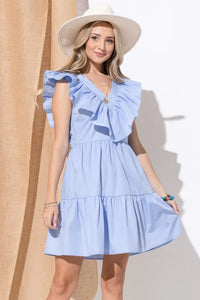 And The Why Chevron Ruffle Florence Hem Casual Dress - Brittney MADE