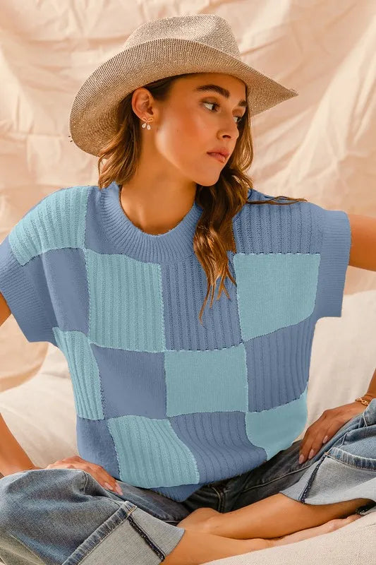SO ME Check Plaid Casual Sweater Top - Brittney MADE