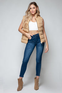 Snobbish Zip Up Turtleneck Vest with Pockets - Brittney MADE