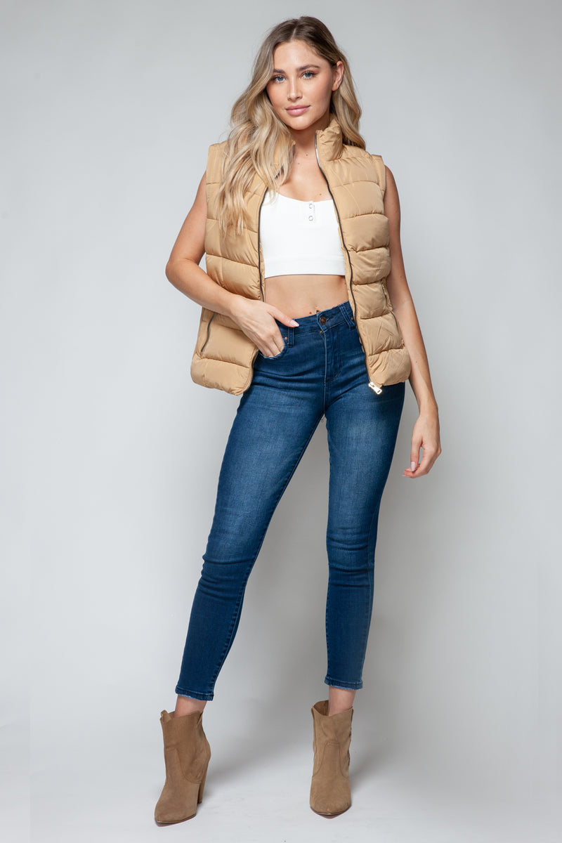 Snobbish Zip Up Turtleneck Vest with Pockets - Brittney MADE