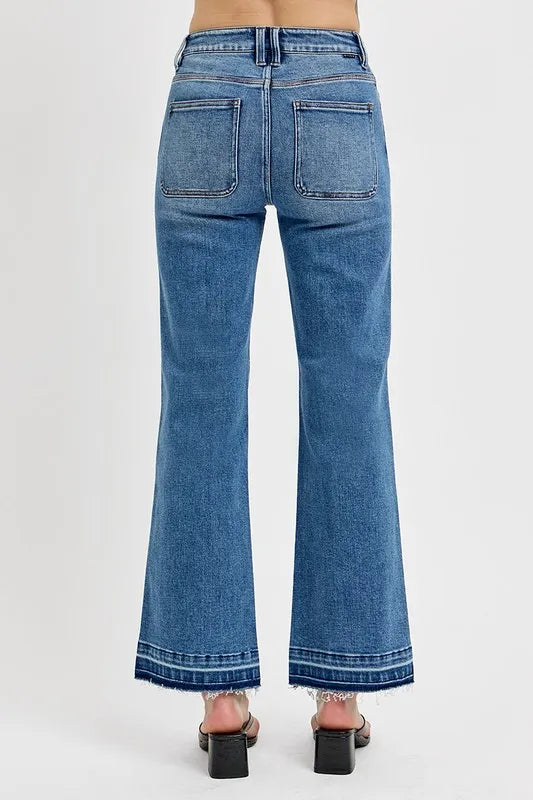 RISEN Full Size Raw Hem Ankle Bootcut Jeans Plus Size - Brittney MADE