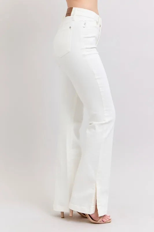 Judy Blue Full Size High Waist Side Slit Slim Bootcut Jeans Plus Size - Brittney MADE