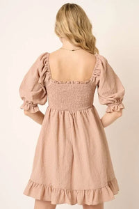 Mittoshop Smocked Ruffled Hem Half Sleeve Mini Dress - Brittney MADE