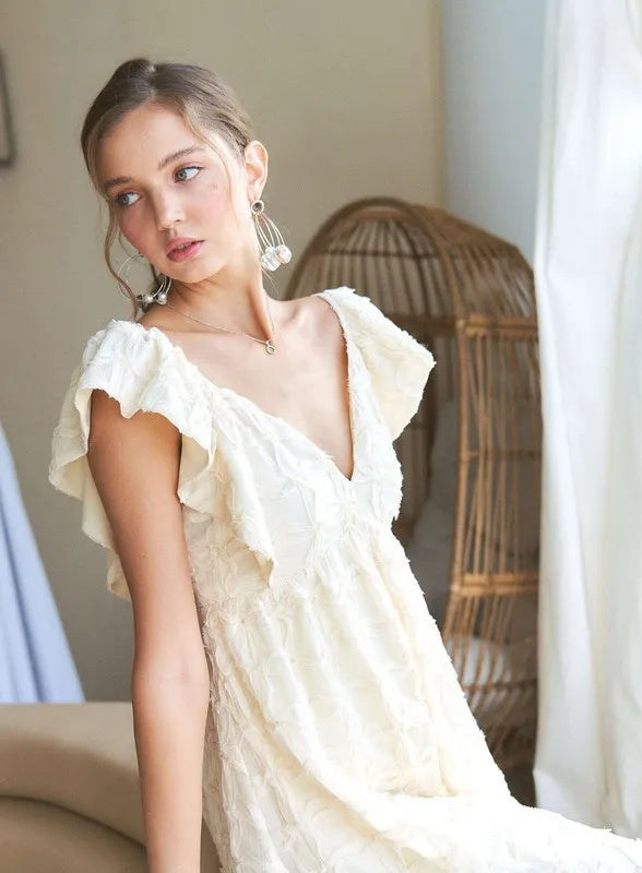 ADORA Tie Back V-Neck Ruffle Sleeve Dress - Brittney MADE