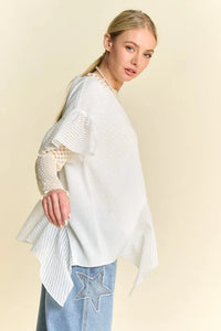 Davi & Dani Waffle Knit Bodice Ruffle Bottom Detail Top - Brittney MADE
