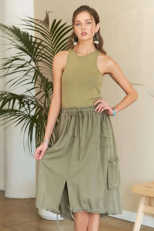 ADORA Drawstring Sleeveless Washed Dress - Brittney MADE